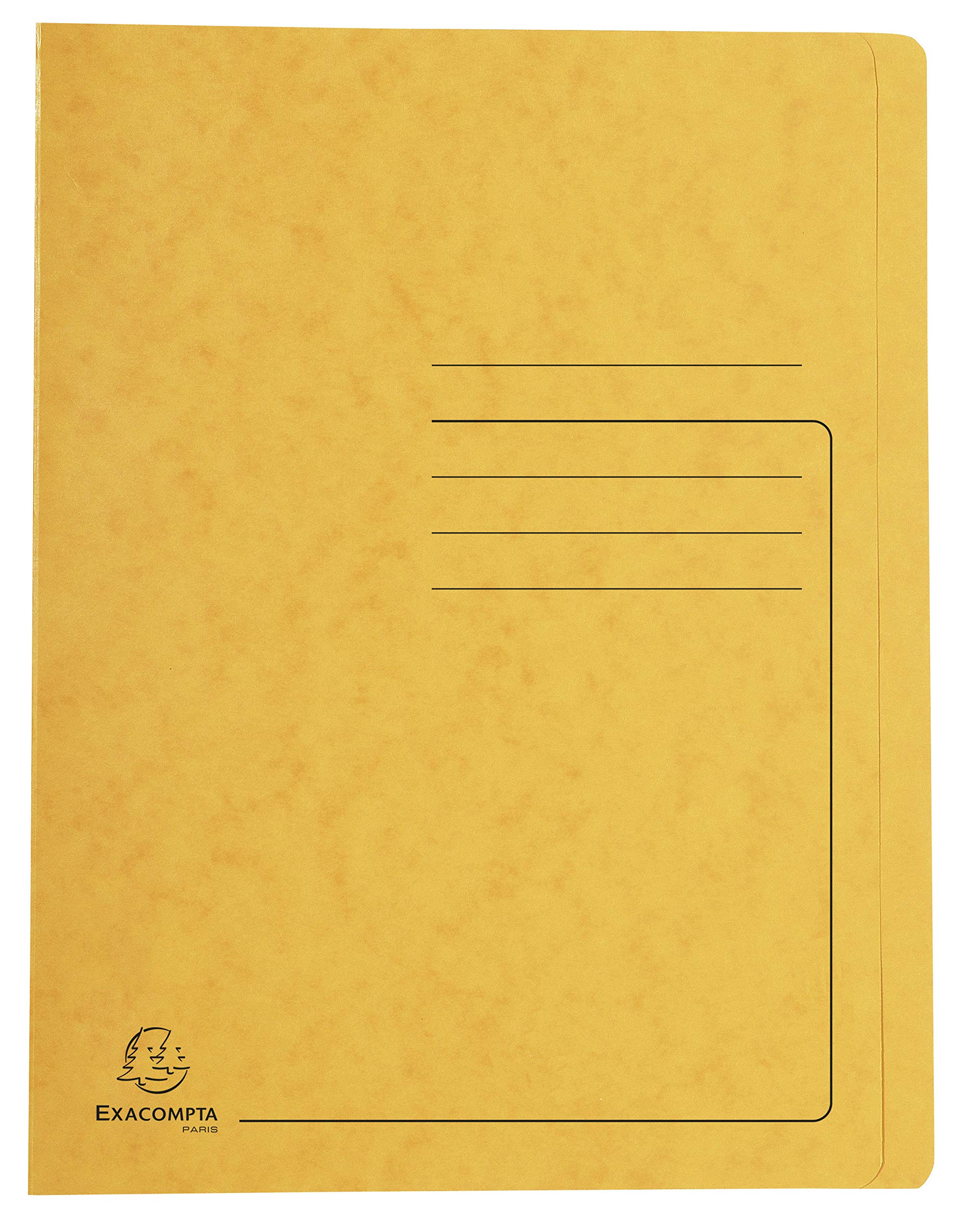 Exacompta - Ref 39999E - Flat Bar File - Suitable for A4 Documents, Pre-Printed Cover, 355gsm Heavyweight Mottled Pressboard, 30mm Spine, Metal Spring Mechanism - Yellow