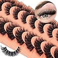 Newcally False Eyelashes Russian Strip Lashes Wispy Mink Lashes Fluffy D Curl Fake Lashes Like Eyelash Extension Lash Strips 9 Pairs Pack