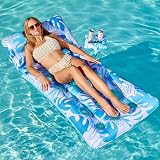 Sloosh Tropical Leaves Inflatable Pool Float with Adjustable Backrest view 8