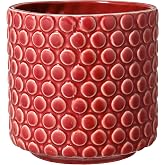 Bloomingville Stoneware Flower Pot with Polka Dots, Red Planter, 5"