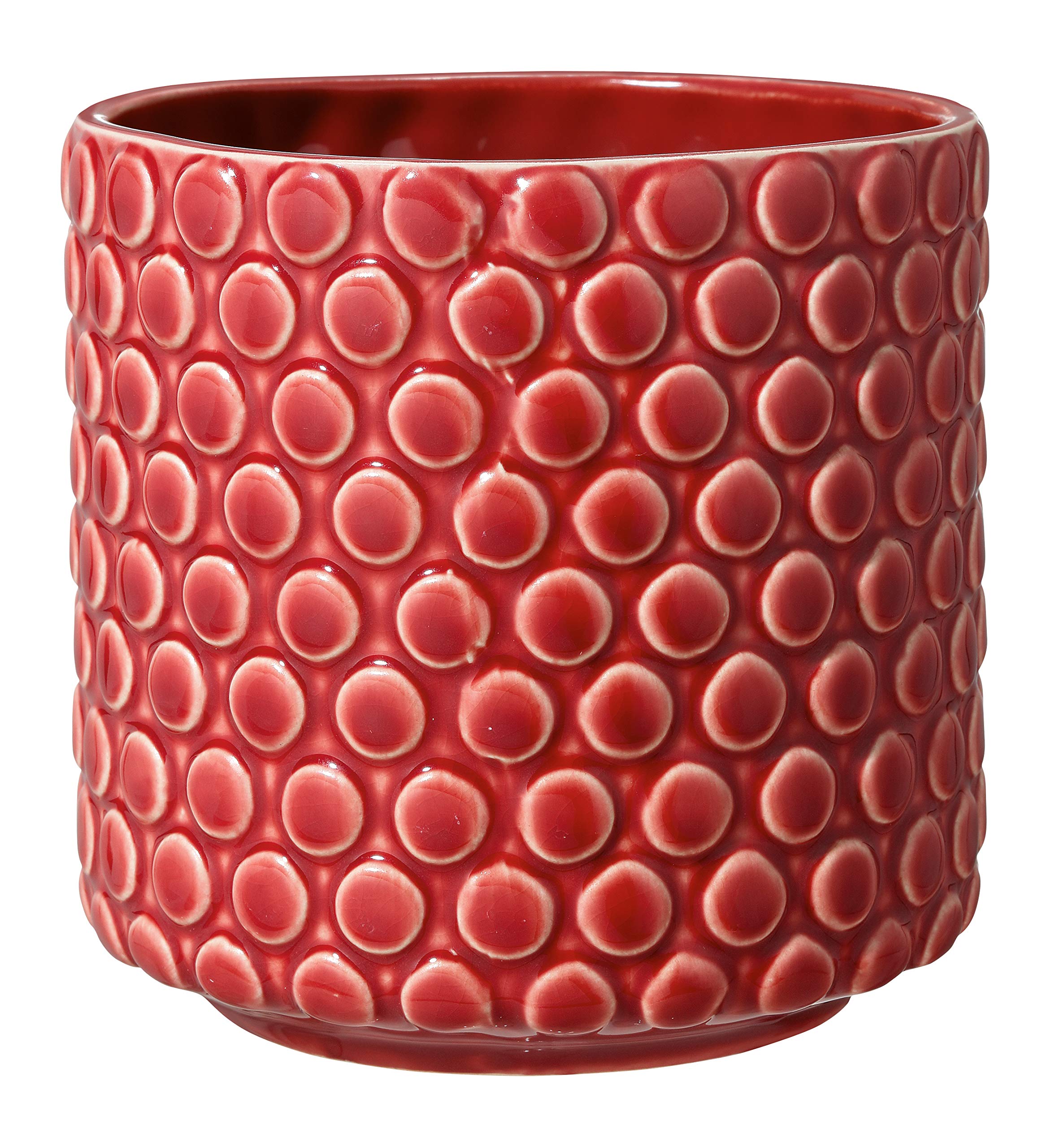 Bloomingville Ceramic Flower Pot Dot - colorful Planter, Pot for plants, sukkulents Size S (12,5 cm ø) Dia 5'' H 5'', Stoneware, red
