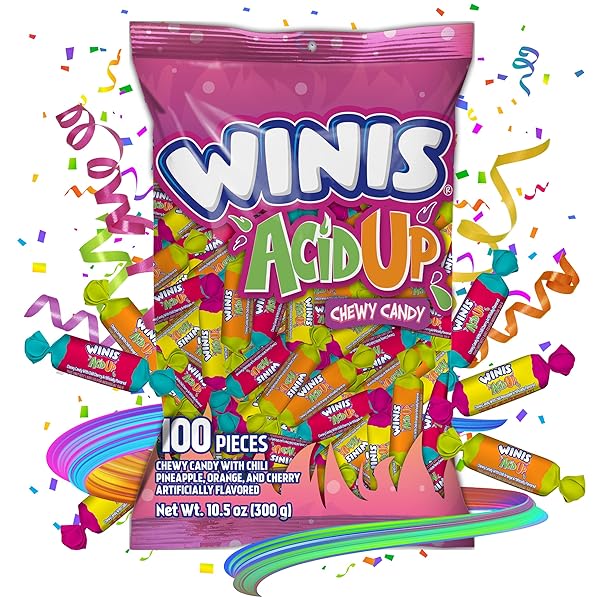 WINIS CHEWY CANDY SOUR & SPICY VARIETY BAG, TAFFY CANDIES 100 INDIVIDUALLY WRAPPED PIECES, SHARING SIZE 12OZ CANDY VARIETY BAG. TAFFY, GIFTS, HOLIDAY, PARTIES, CONCESSIONS, PANTRY, NON-MELTING, PARTY