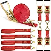 4Pack Heavy Duty Ratchet Straps, 2” 32Ft Ratchet Tie Down Strap, Tie Down Ratcheting with Double J Hook, 4000 LB Break Strength Cargo Straps Ratcheting for Moving Cargo, Lawn Equipment and Motorcycles