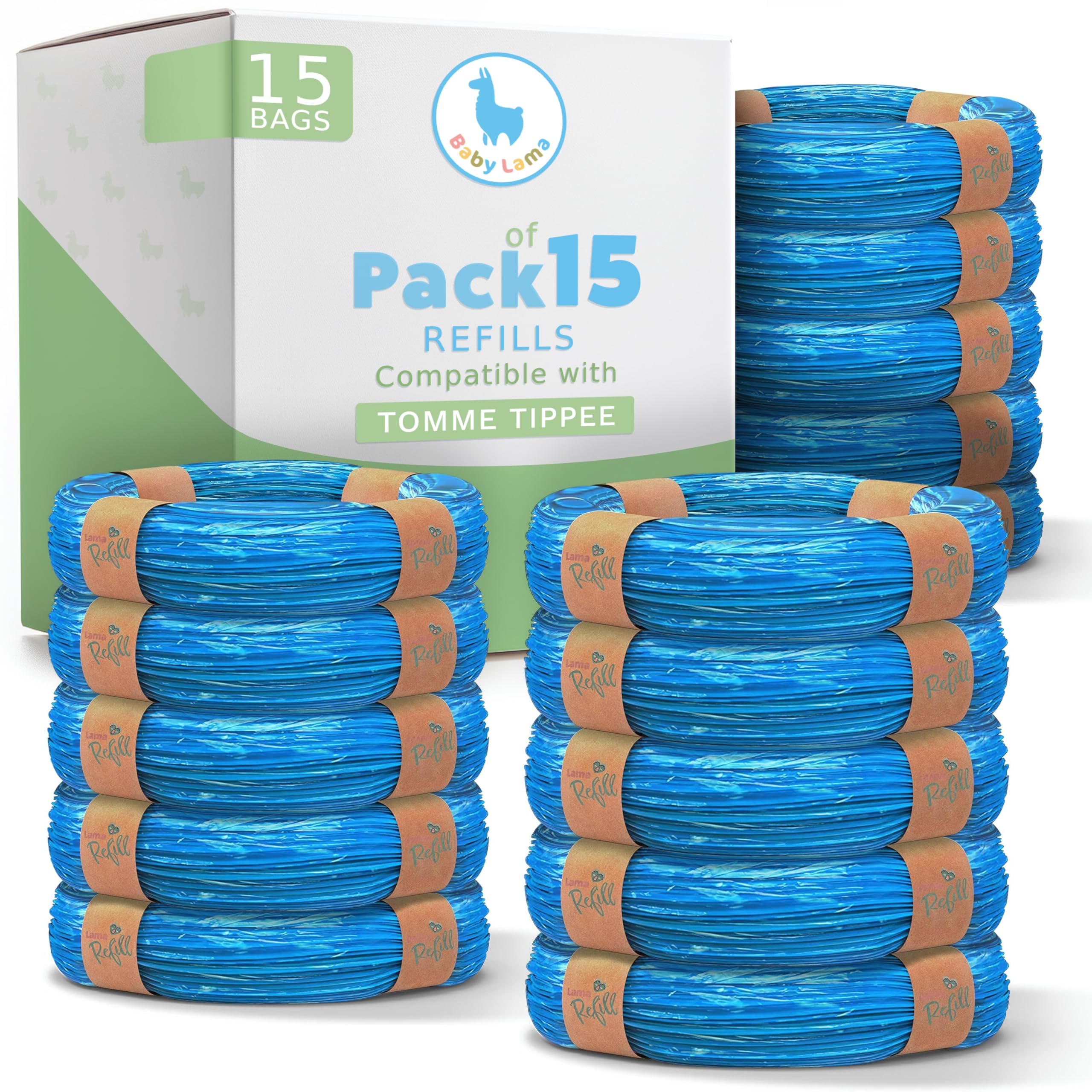 Nappy Bags Compatible with Tommee Tippee Nappy Bin Refills & Angelcare Nappy Bin Refills – Softly Scented Refill Bags (15)