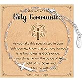 IKIATY Cross Bracelet for Girls, Easter Basket Stuffers for Teens Girls Baptism Confirmation First Communion Christian Easter Jewelry Gifts