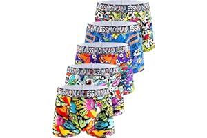 Mens Boxer Briefs 5 Pack Stretchy Anti Chafing Cartoon Print Lightweight Underwear Men Supportive Underpants