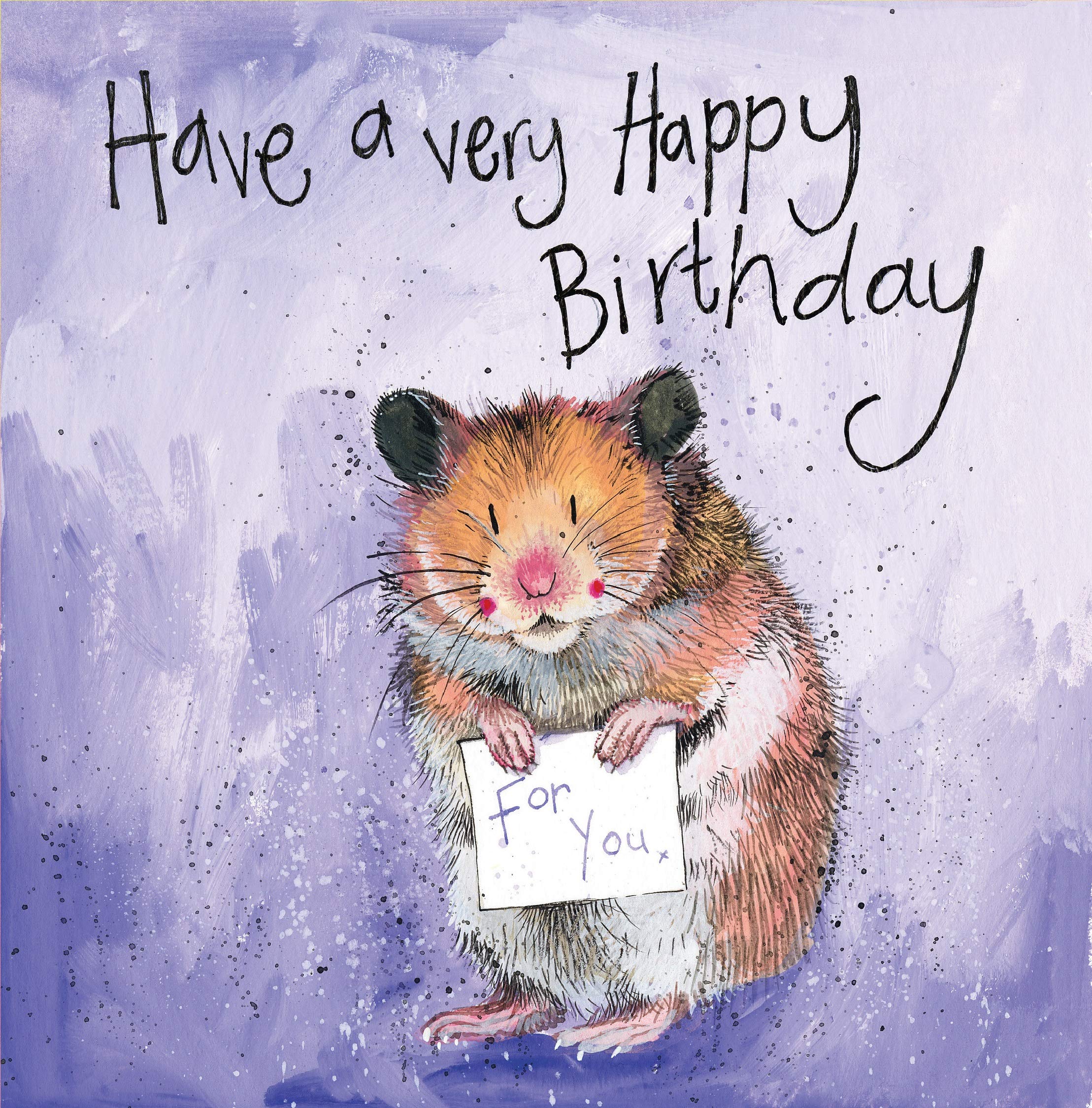 Alex Clark Hector The Hamster Birthday Card - Happy Birthday Card - Watercolour - Designed and Printed In UK