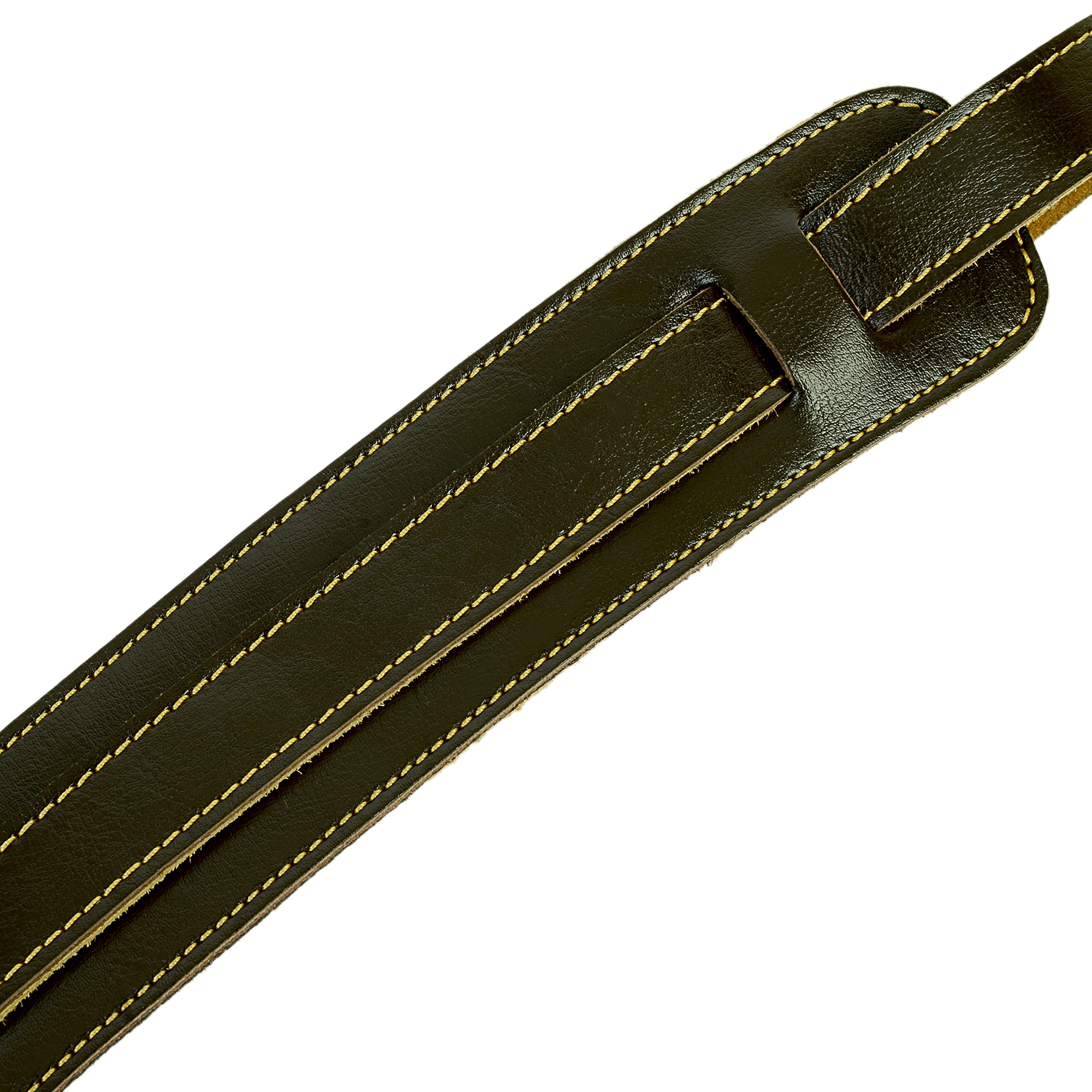 Mugig Gitarrengurt aus Leder Gitarrenzubehör mit Schulterschutz stabil für alle Gitarren E-Gitarre oder Bass 122 bis 156cm (braun)