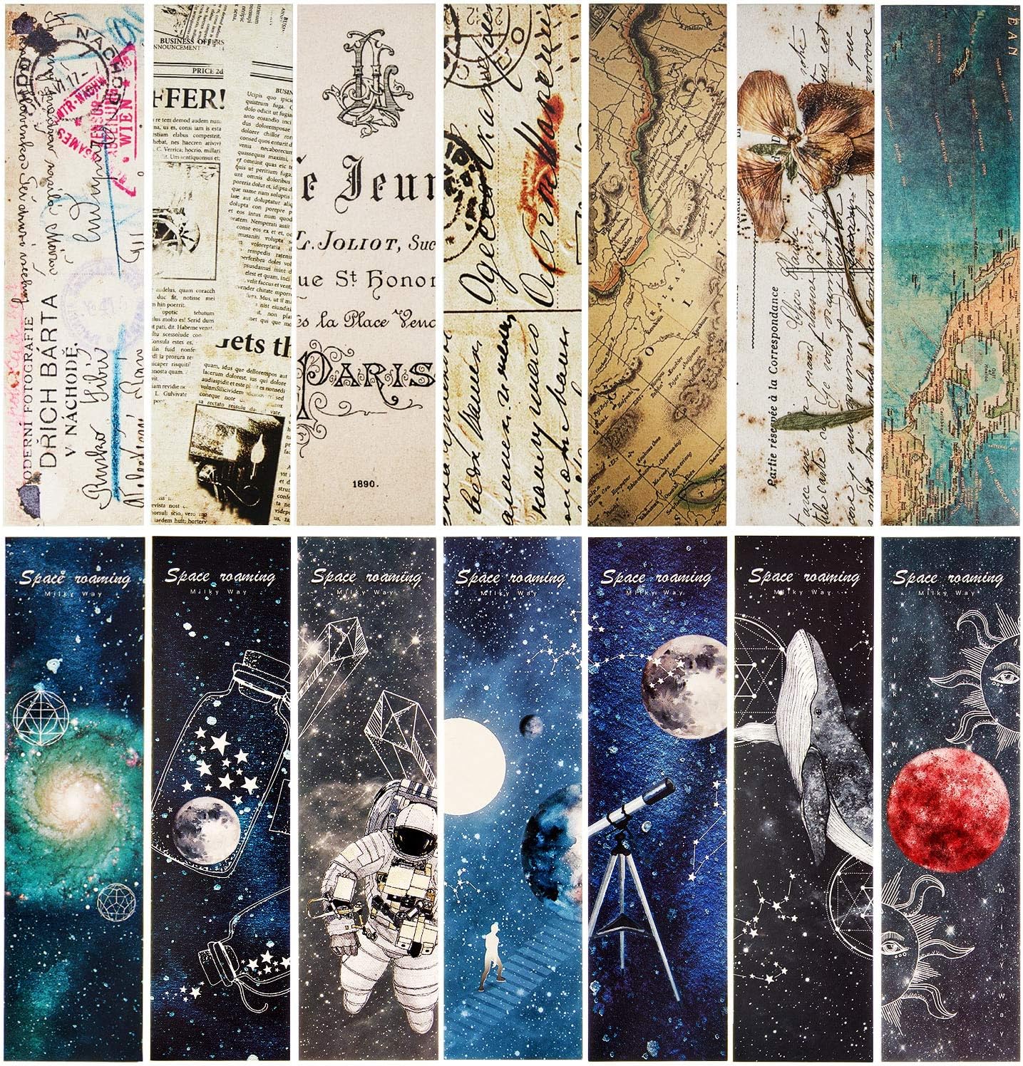 60 Pieces Space Roaming Bookmarks Vintage Style Bookmarks Retro