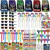 PLOUGVI 320PCS Video Game Party Favors for Kids-Including Goodie Bags, Glasses, Straws, Bubble Wands, Stickers, Cake Toppers, Tattoos & More-Perfect for Theme Party Decorations & Piñata Fillers