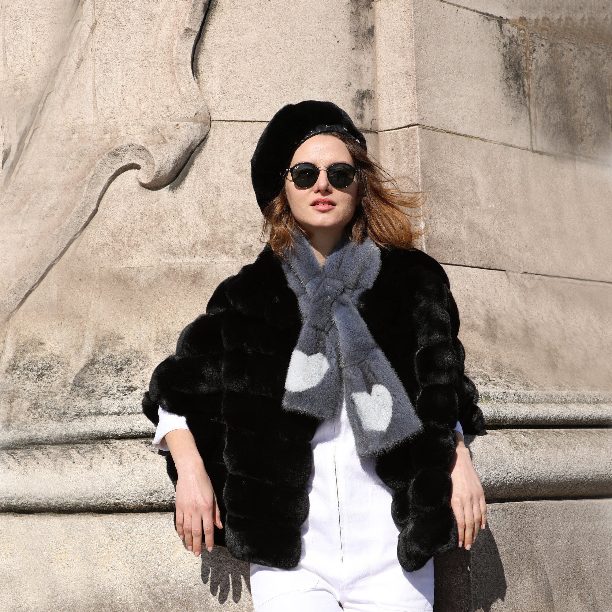 Mink fur scarf, heart-shaped pattern scarf Designed By lolo luxury furs
