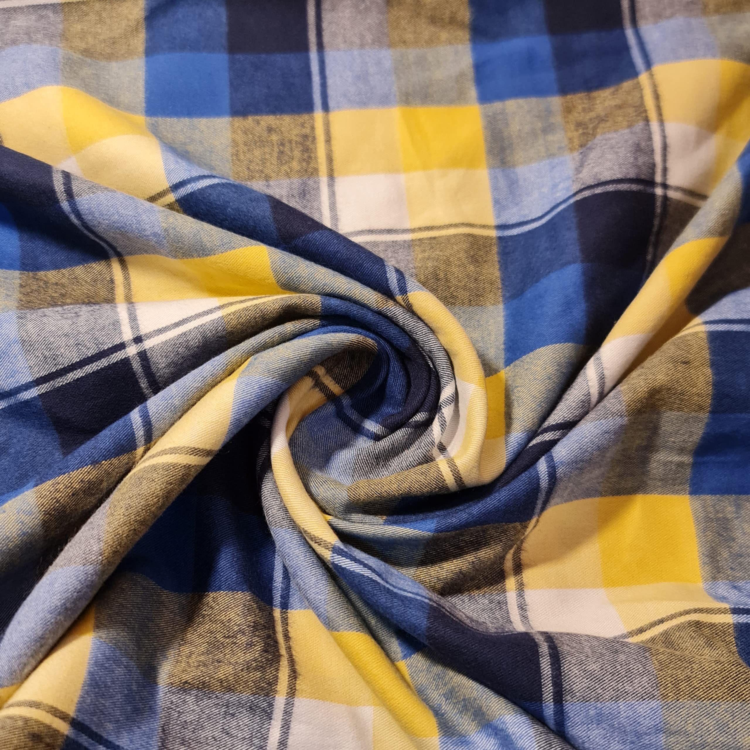 New 100% Brushed Cotton Flannel Fabric Tartan Winceyette Craft Dress Material 44" - 112 cm Wide Sold As 1 Meter Pre - Cut Lengths (Royal Multi Tartan)