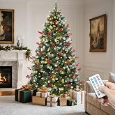 YITAHOME Prelit Pre-Decorated Christmas Tree 6FT with Remote | Artificial Hinged Christmas Tree with 58 Pine Cones &amp; 58 Red Berries, Xmas Tree with 818 Frosted Tips, 250 Lights