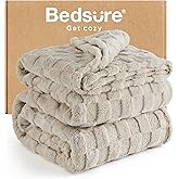 Bedsure GentleSoft Blankets Queen Size for Bed - Super Soft Cozy Blanket for Women Men Girls, Large Fuzzy Fleece Throw for Bedroom Decor, Neutral, 90x90 Inches