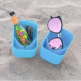 Luuzuu Sand Beach Drink Cup Holder with Pocket Drink Cup Holders for Travel/Holiday 2Pack Blue/Blue