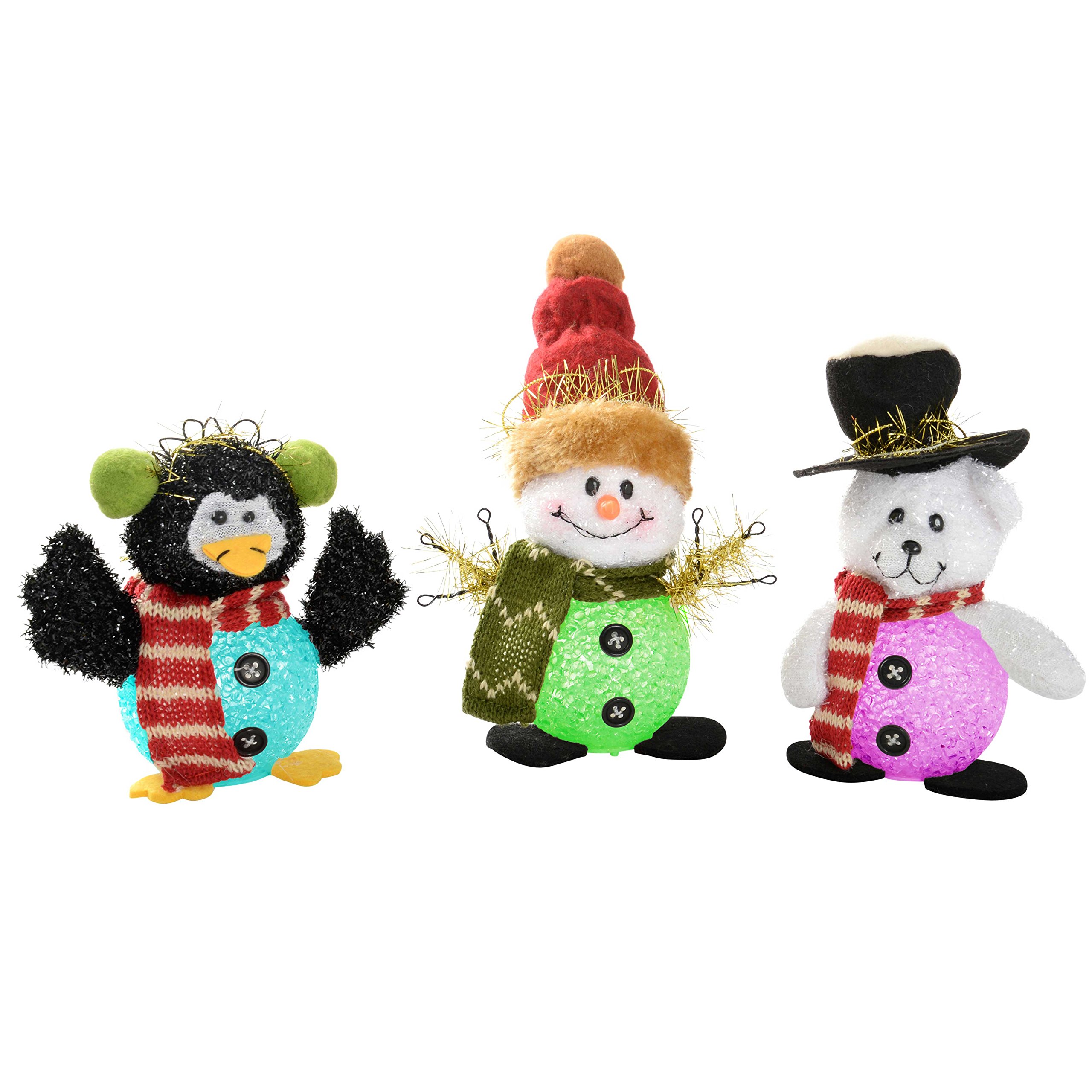 WeRChristmas Colour Changing LED Hanging Christmas Decorations, 12 cm - Multi-Colour, Set of 3