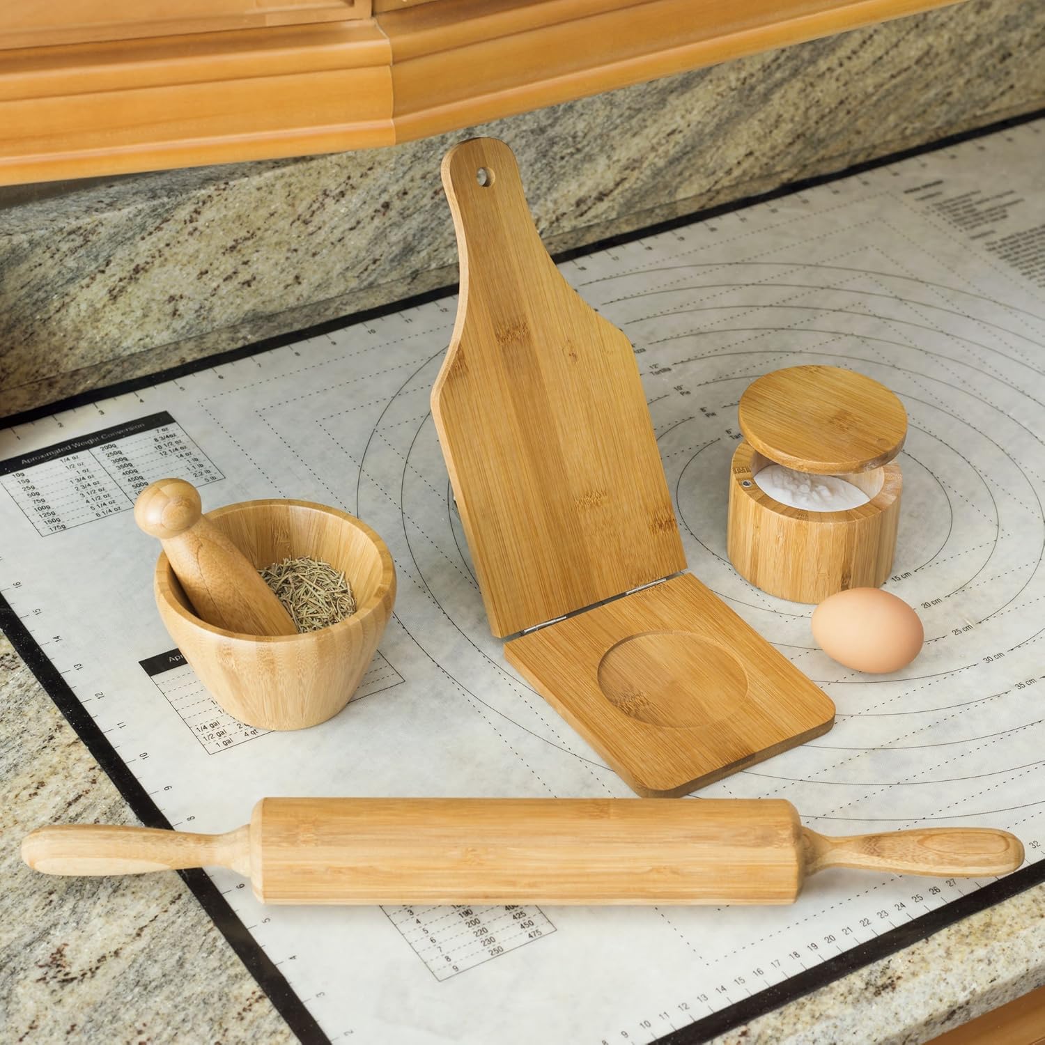 Home Basics Mortar and Pestle Bamboo: Mortar And Pestle Wood: Kitchen & Dining