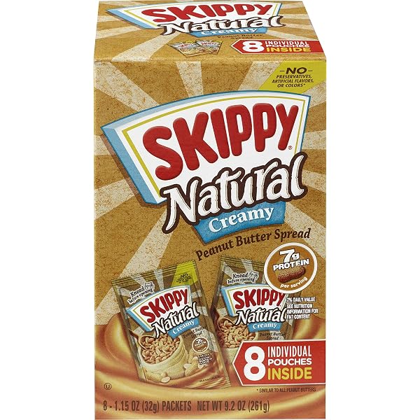 SKIPPY NATURAL CREAMY PEANUT BUTTER SPREAD INDIVIDUAL SQUEEZE...
