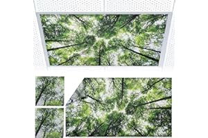 Torixqi 2pcs Fluorescent Light Covers - Light Covers for Ceiling Lights Classroom, Magnetic Light Filters for Office, Hospitals, Home 4 x 2 Feet (forest)