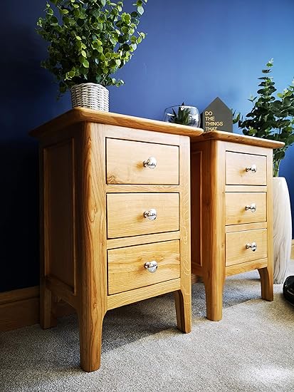 Scandi Oak Bedside Tables Set Of 2 Amazon Co Uk Kitchen Home