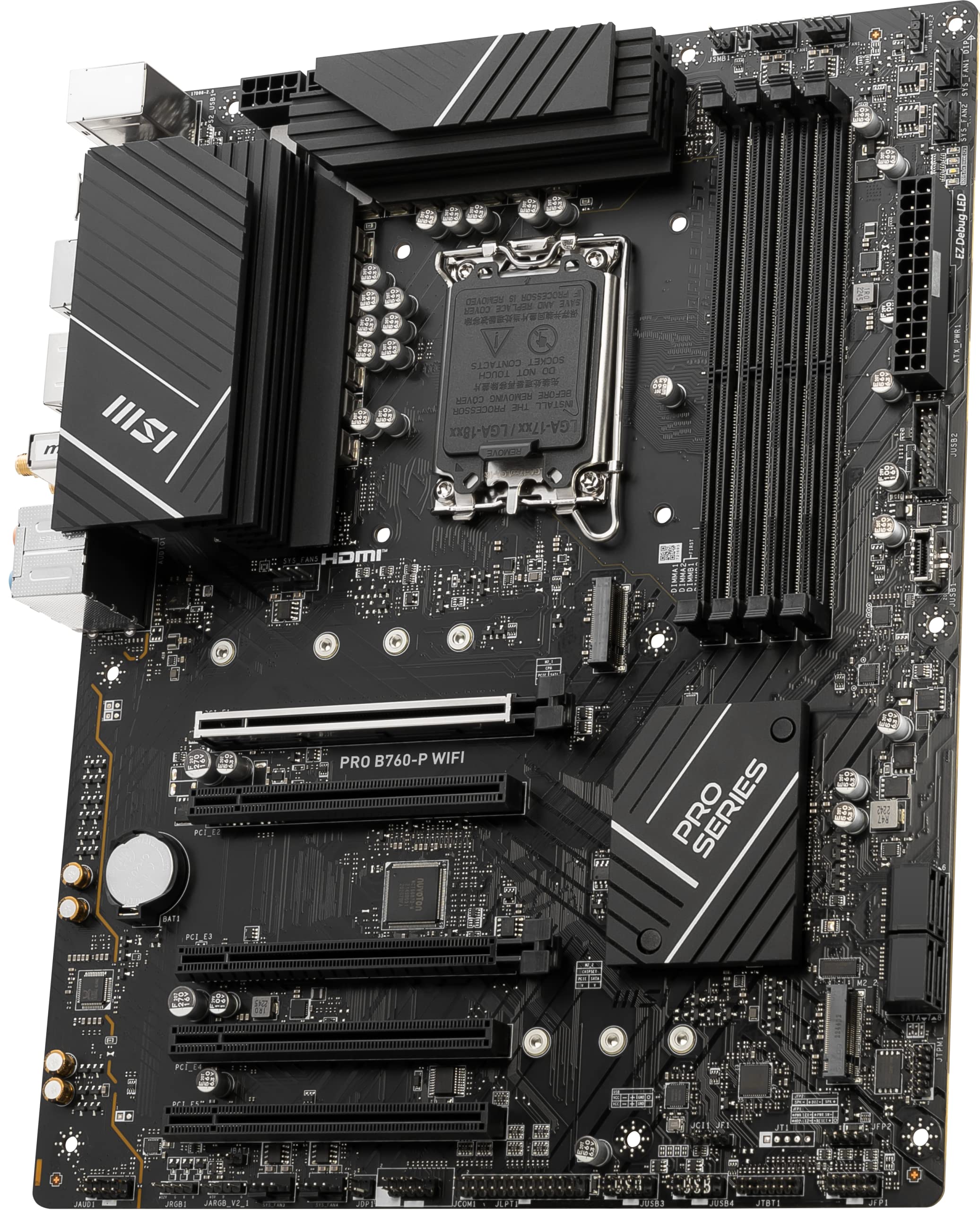 MSI PRO B760-P WiFi ProSeries Motherboard (Supports 12th/13th/ 14th Gen Intel Processors, LGA 1700, DDR5, PCIe 4.0, M.2, 2.5Gbps LAN, USB 3.2 Gen2, HDMI/DP, Wi-Fi 6E, Bluetooth 5.3, ATX)