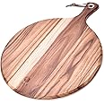 BILL.F Pizza Peel,14" L x 14" W Acacia Wood Cutting Board, with 5" Handle, 19" Overall Length