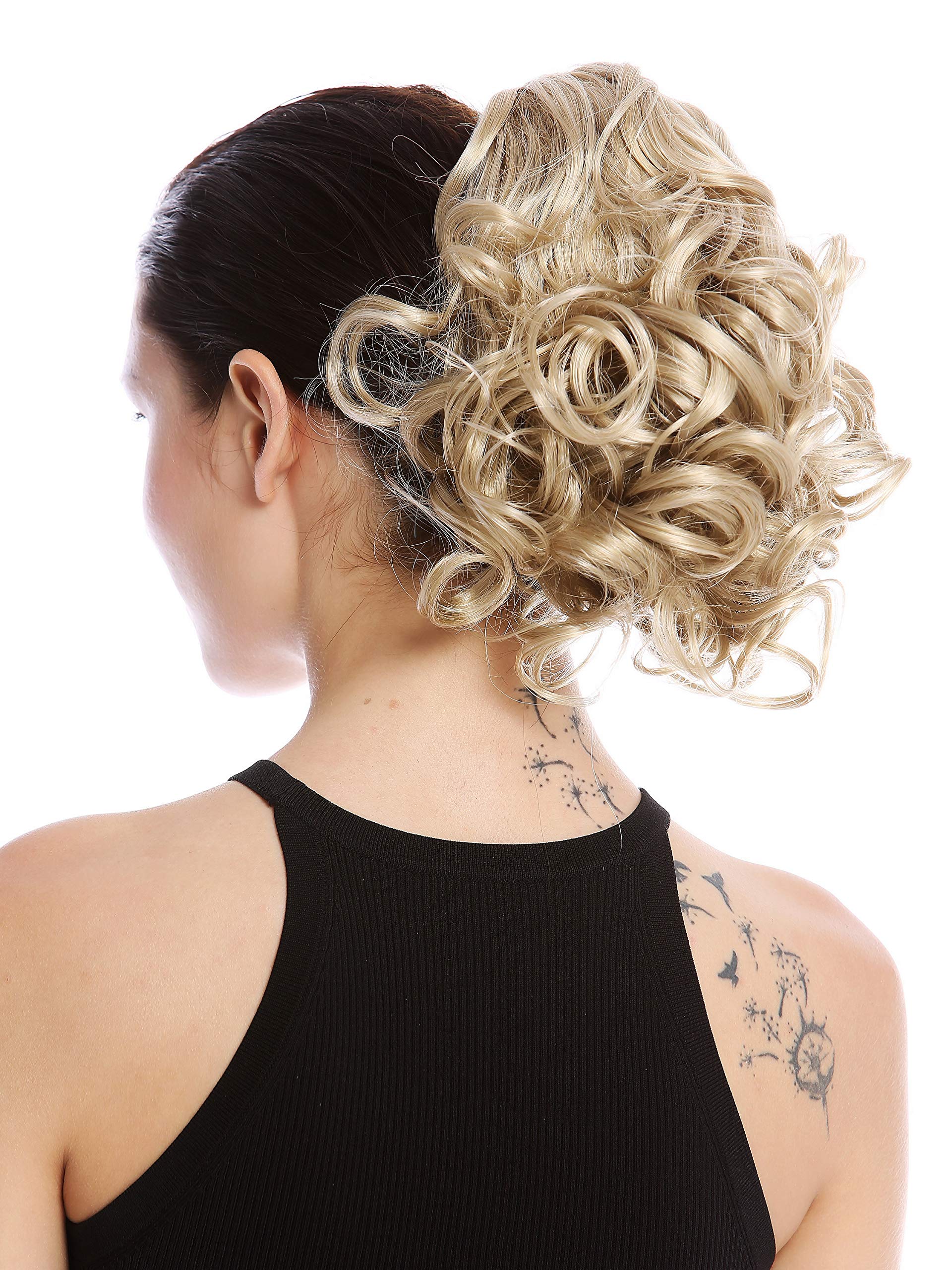 WIG ME UP - MKB-22-V-22 Ponytail Hairpiece Extensions optional Combs & Clamp short voluminous curled champagne blond 10inch