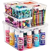Sorbus 6-Piece Art Supply Storage Organizer Stackable Craft Storage with Hinged Lids Art, Yarn, Ribbon, Bead Organizers