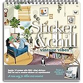 Sticker & Chill - Vintage Vibes - Repositionable Stickers with Over 500 Stickers & 10 Scenes - Travel Friendly Activity for Adults