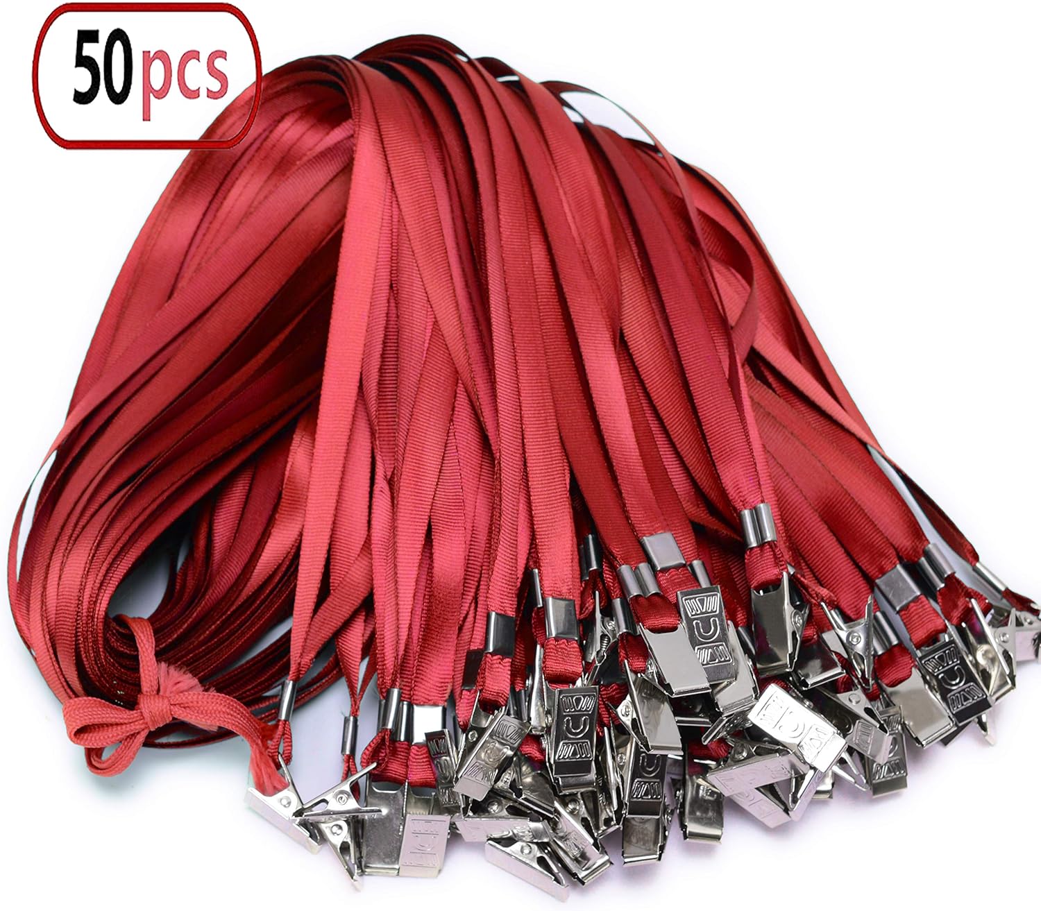 Red Lanyard Clip Bulk Neck Flat Woven Nylon Lanyard with