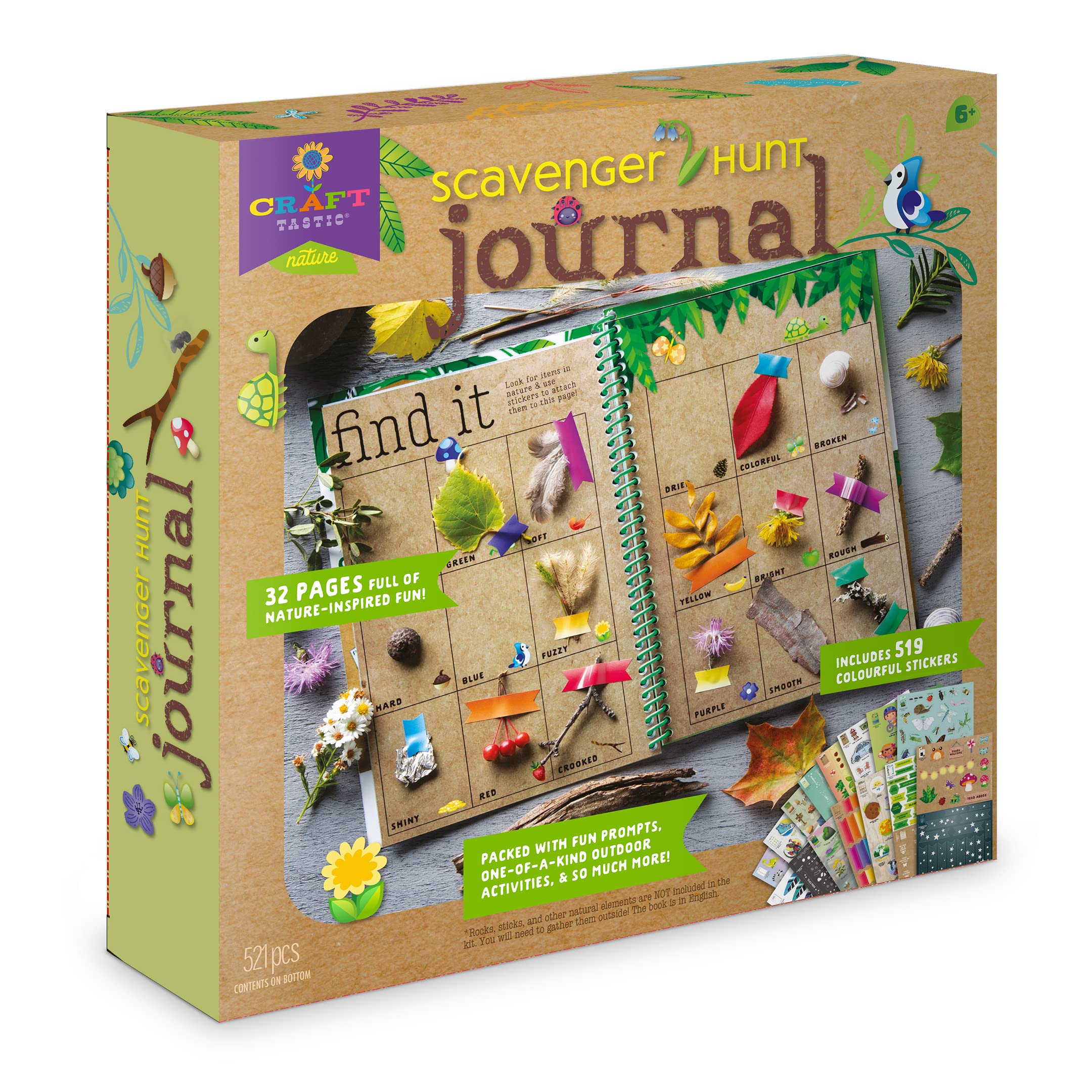 Craft-Tastic Scavenger Hunt Journal | Experience The Magic Of Nature | With Fun Outdoor Activities | Includes 32 Pages And 519 Stickers | For Ages 6+