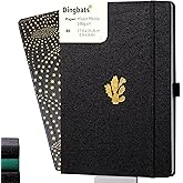 Dingbats* Pro Dotted Large B5 Notebook - Black Textile Cover, Thread-Bound Writing Journal - for Work, Travel - Pocket, Elastic Closure, Bookmark