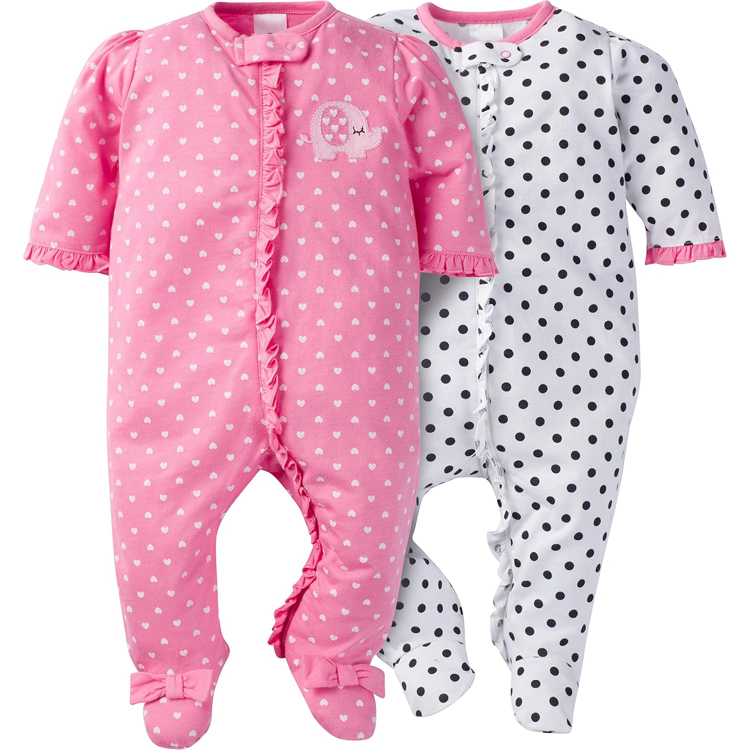 Gerber Baby Girls' 2 Pack Zip Front Sleep 'n Play