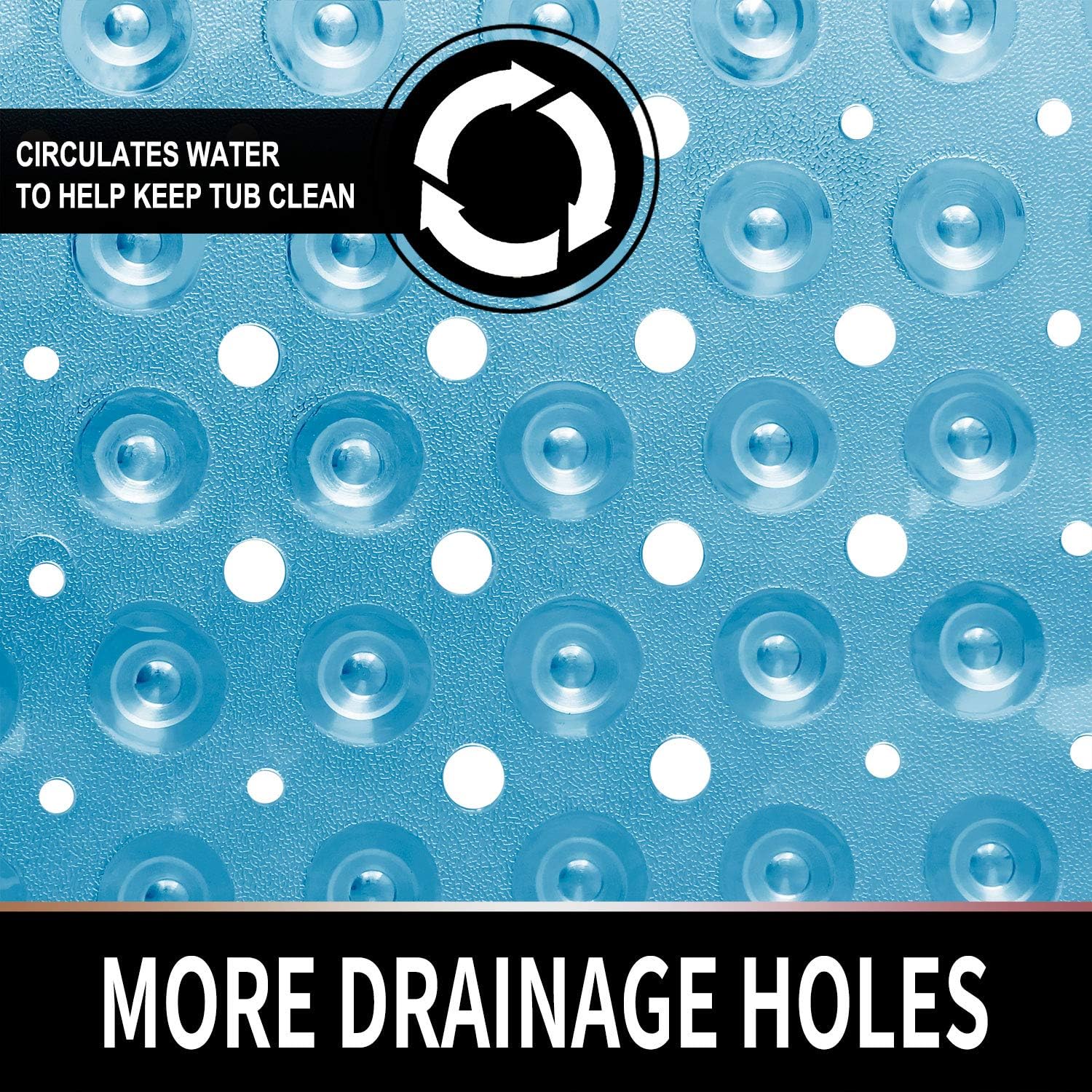 Yimobra Original Bath Tub Shower Mat Extra Long 16 x 40 Inch, Non-Slip with Drain Holes, Suction Cups, Phthalate Free, Latex Free, BPA Free and Machine Washable Large, Bathroom Mats, Clear Blue: Home & Kitchen