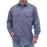 VATRENUS FR Shirts for Men Print Plaid 6.5oz Flame Resistant 100% Cotton Men's Pre-Washed Fire Retardant Work Shirt