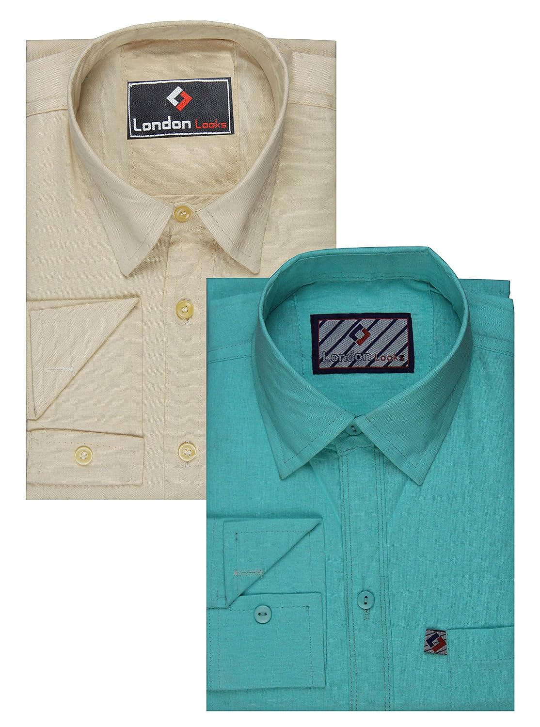 london looks men's cotton formal shirts - pack of 2