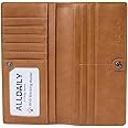 Alldaily Ultra Slim Thin Women Wallet RFID Blocking Credit Card Holder Bifold Long Ladies Billfold (Brown)