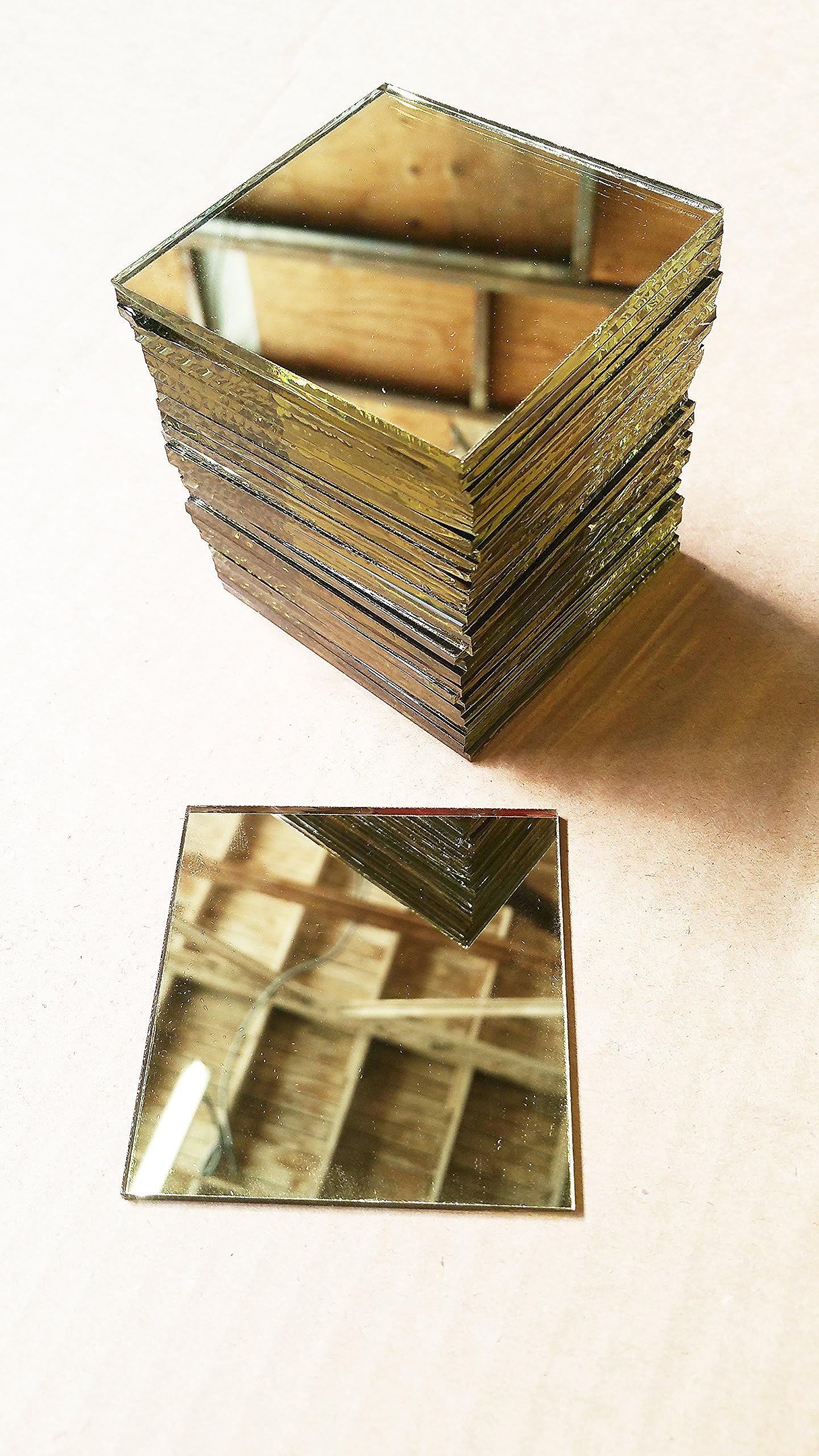 New Mirror Tiles- Decoration 3"x3" 100 Gold Mirrors Bulk Lot Sale Art, Craft, Decoration, Have FUN! Artcraft by Happy Starla exclusive offer! 3 MM Thickness