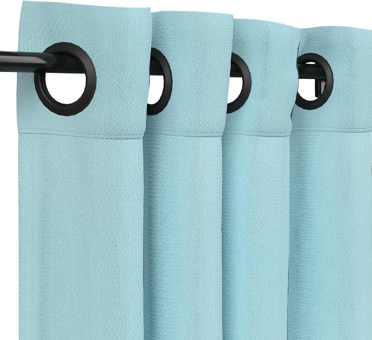 Outdoor Curtains - Sunbrella Canvas Mineral Blue Outdoor Curtain with Dark Gunmetal Grommets 50 in. Wide x 84 in. Long
