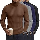 Velvelhall 4 Pack Men's Big and Tall Turtleneck Shirts, Cotton Ribbed Long Sleeve Slim Fit Mock Neck Light Pullover Sweaters