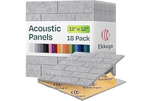 Ekkogo Acoustic Panels 18-Pack Soundproof Wall Panels 12"X12"X0.4" Brick Style Sound Panels Premium Sound Dampening Panels Easy Self Adhesive Installation - [Smoky White]