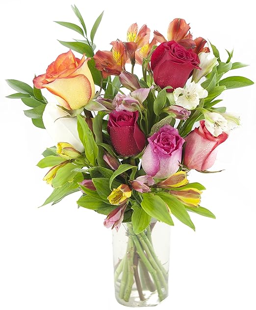 Sweet for Home Rose & Alstromeria Combo - With Vase