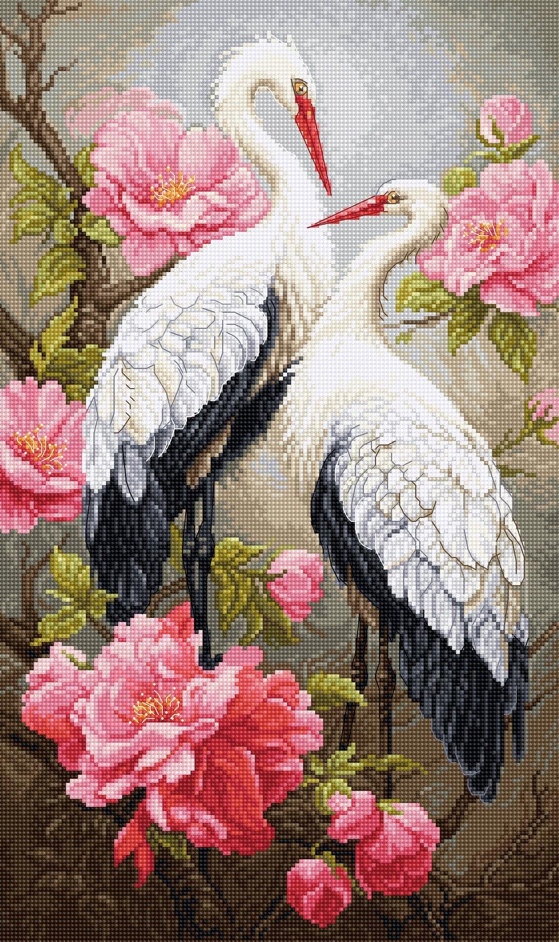 Luca-S Cross Stitch Kit Guests of Spring, BU5042, Counted Cross Stitch Kit for Adults, Needlecraft and Embroidery Kit