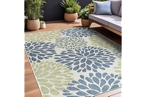 Beverly Rug Outdoor Rug 8x10 Modern Exotic Tropical Leaf Area Rugs for Indoor and Outdoor Patio Deck Porch Garden Water Resistant Washable Outside Carpet (8 x 10 Olive)