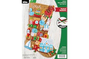Bucilla Felt Applique 18" Stocking Making Kit, Toyland Treasures, Perfect for DIY Arts and Crafts