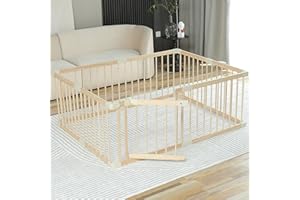 SMILEBABY Conababy Baby Playpen Play Fence Gate Play Pen Wood Large,Playpens for Babies and Toddlers Kids Indoor,Baby Play Yards Gym Area,Baby Day Care Play Pin (120x160x61cm)…