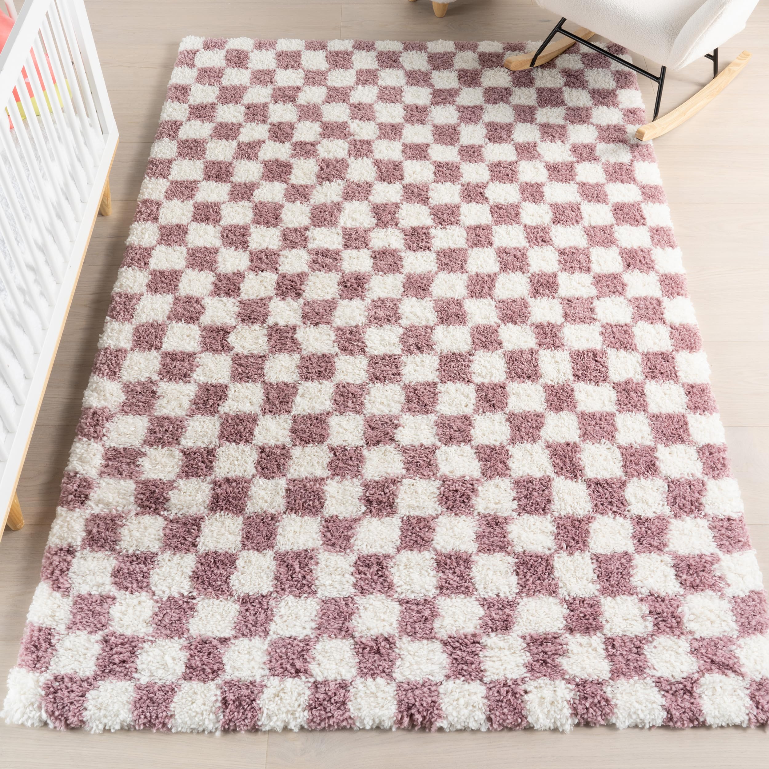 Nuloom Adelaide Checkered 10′ x 14′ Shag for Living Room Bedroom Dining Room Nursery, Pink
