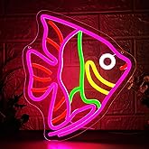Fish Neon Sign for Wall decor Dimmable Colorful Fish Neon light for Man Cave Animal LED Light Up for Aquarium Ocean Park Exhibition Party Birthday Gifts Fishbowl Wall Art Size13.5 * 11.8In(WZCP227)