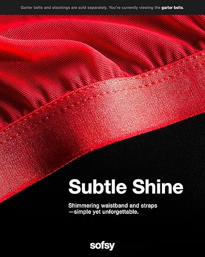 sofsy 6-Strap Classic Mesh Garter Belt | High Waist Lingerie for Women  Thigh High Stockings Reinforced Clips | Red - Large in Saudi Arabia | Whizz  Sheers