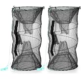 ZENFUN 2 Pcs Fishing Bait Trap, Crab Traps Minnow Traps, Crawfish Trap, Collapsible Net, Foldable Fishing Net Portable Folded Fishing Accessories